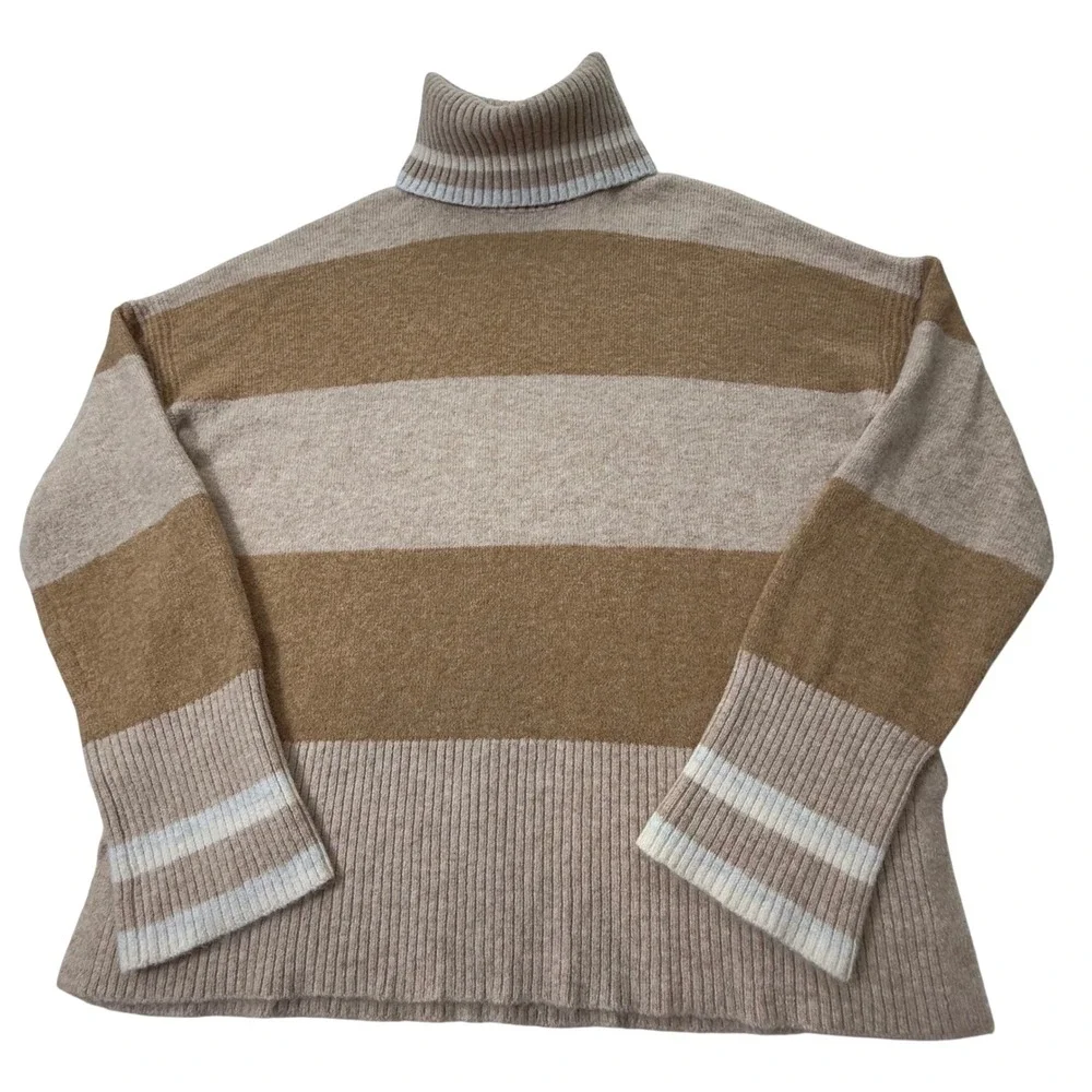 J.Crew Turtleneck Sweater NEW‎ Supersoft Wool Alpaca Linen Stripe